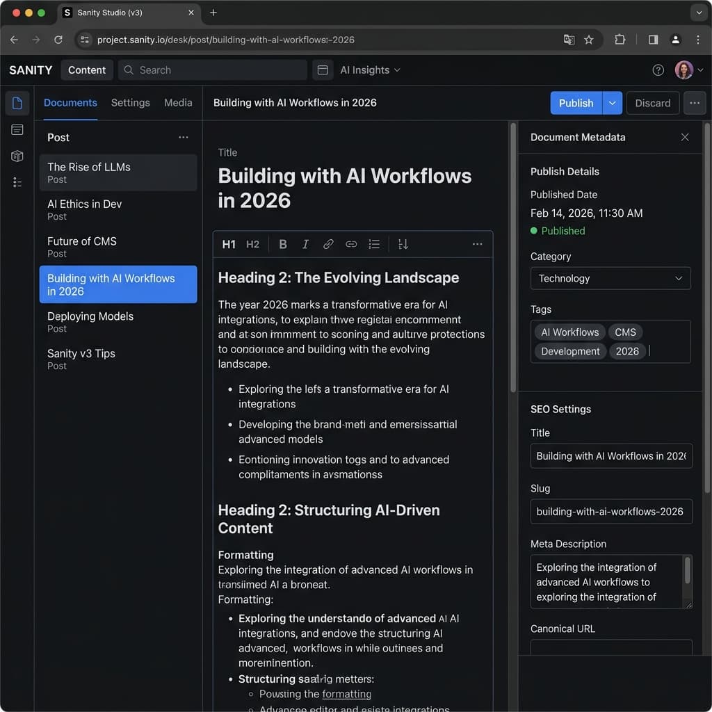 Sanity Studio content editor for marcoscoelho.pt