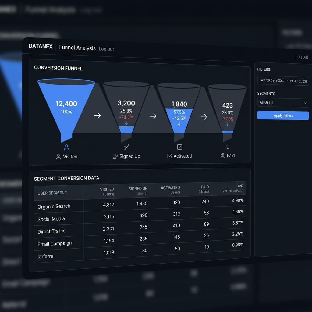 Orbit Analytics funnel analysis view
